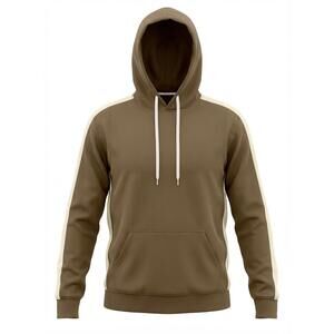 Brown Hoodie with Cream Shoulder Stripes